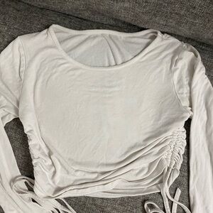 Forever 21 White Ruched Crop Blouse